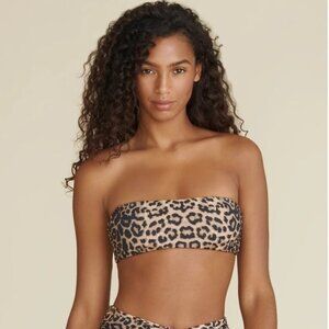 Veronica Beard Catarina Bandeau Bikini Top In Leopard